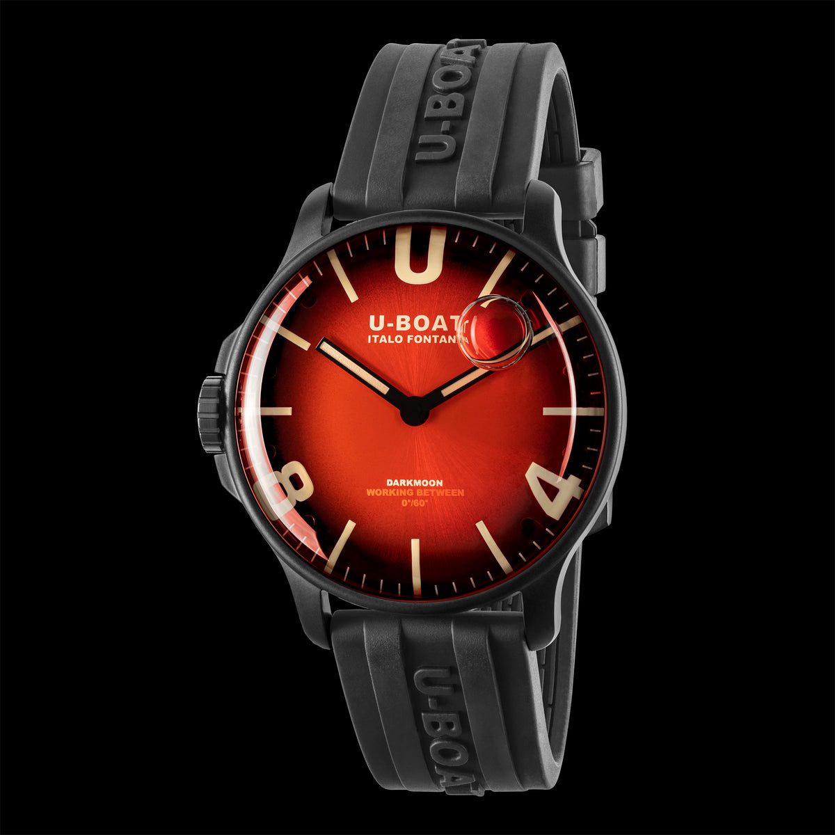 U-Boat Darkmoon 44mm Coral Red IBP Rubber Strap Watch