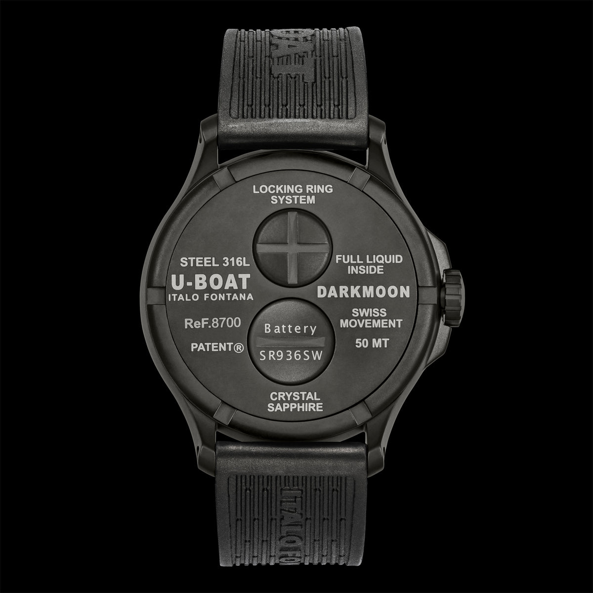 U-Boat Darkmoon 44mm Imperial Blue IBP Rubber Strap Watch