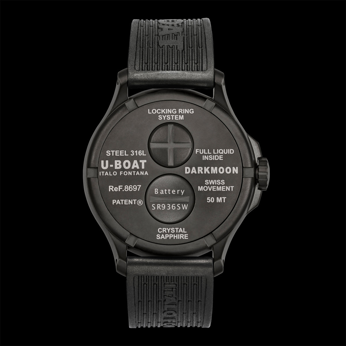 U-Boat Darkmoon 44mm Coral Red IBP Rubber Strap Watch