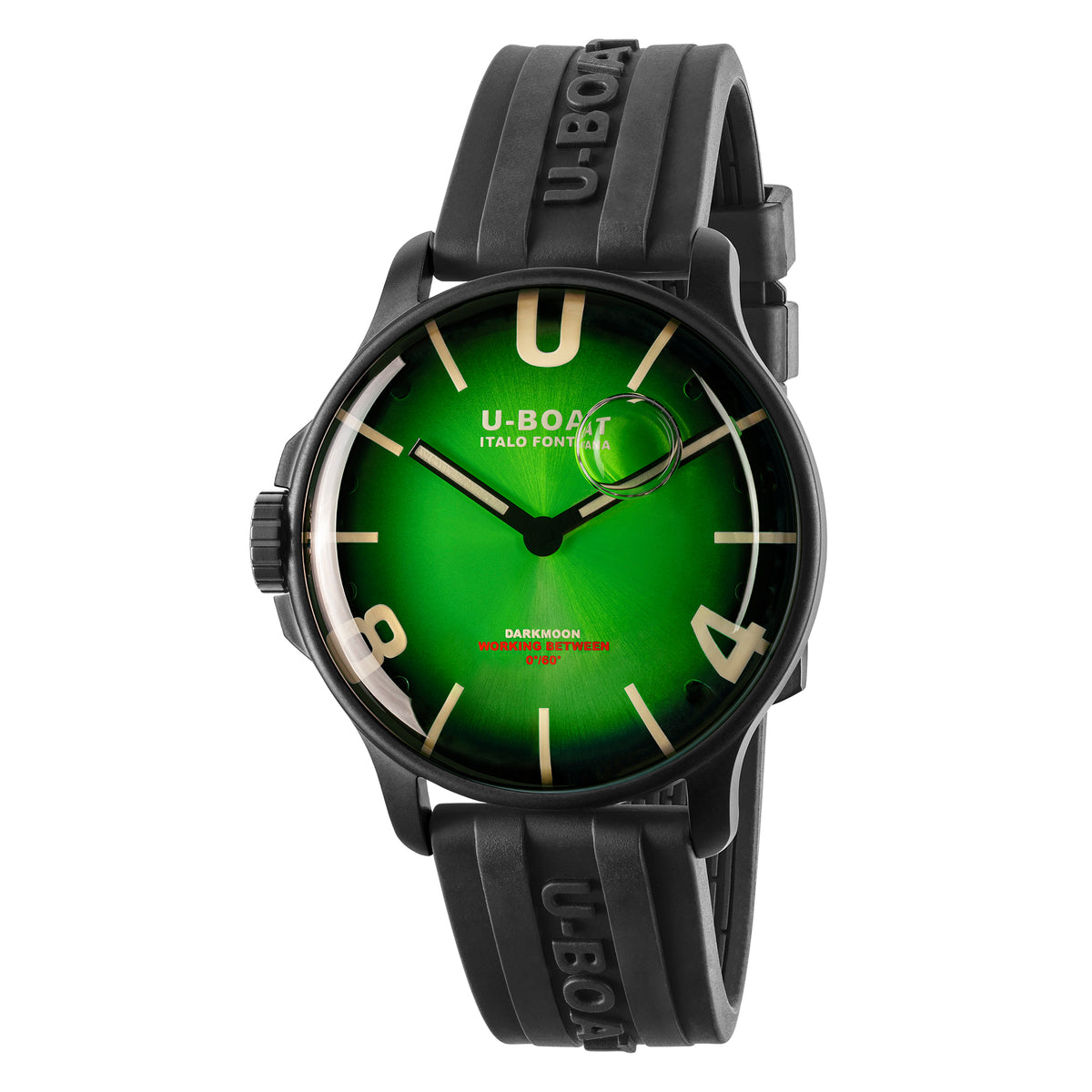 U-Boat Darkmoon 44mm Emerald Green IPB Rubber Strap Watch