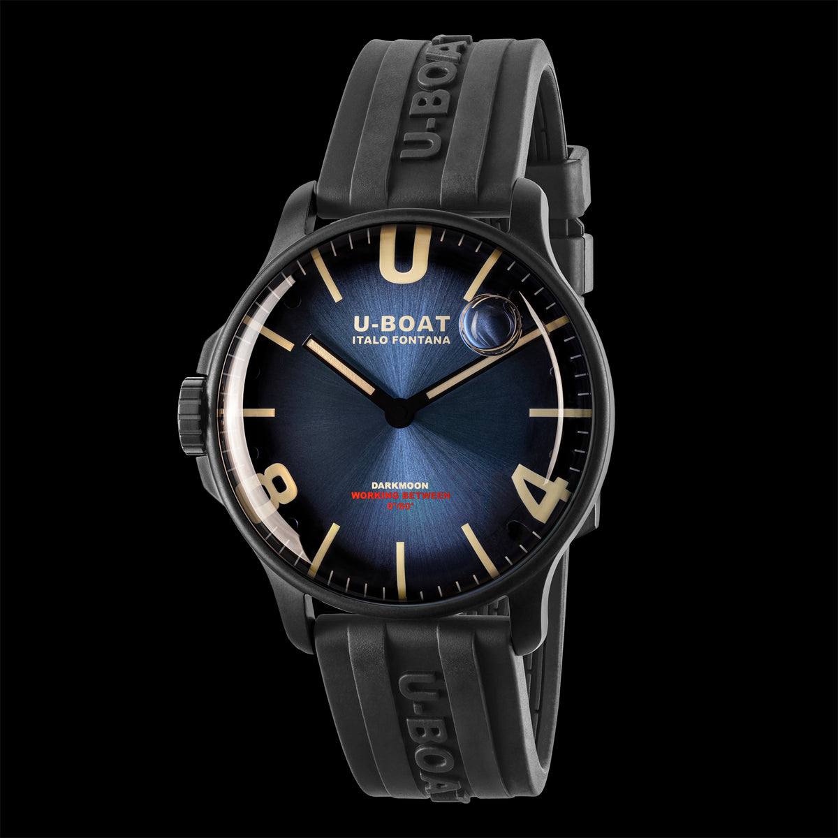 U-Boat Darkmoon 44mm Imperial Blue IBP Rubber Strap Watch