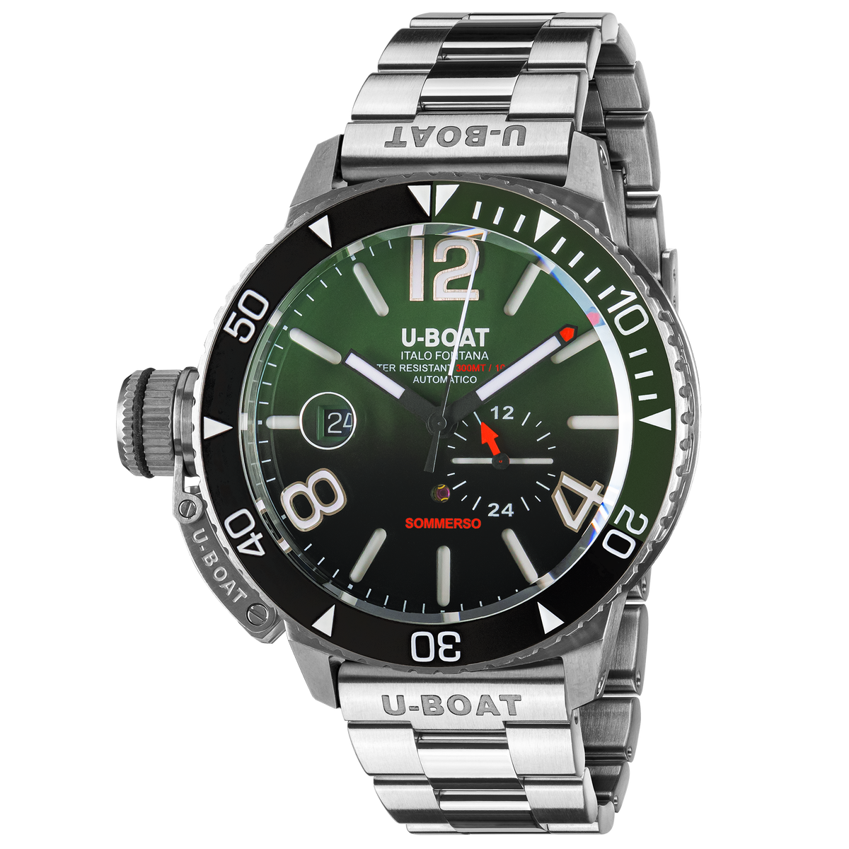 U-Boat Sommerso SS Ceramic Bordeaux Dial Green Bezel Watch