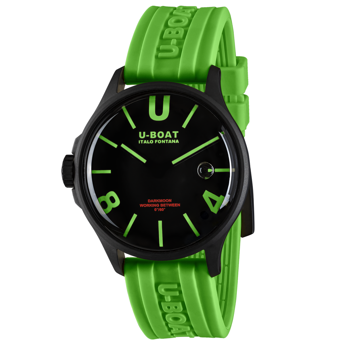 U-Boat Darkmoon 44mm Green Black PVD Rubber Strap Watch