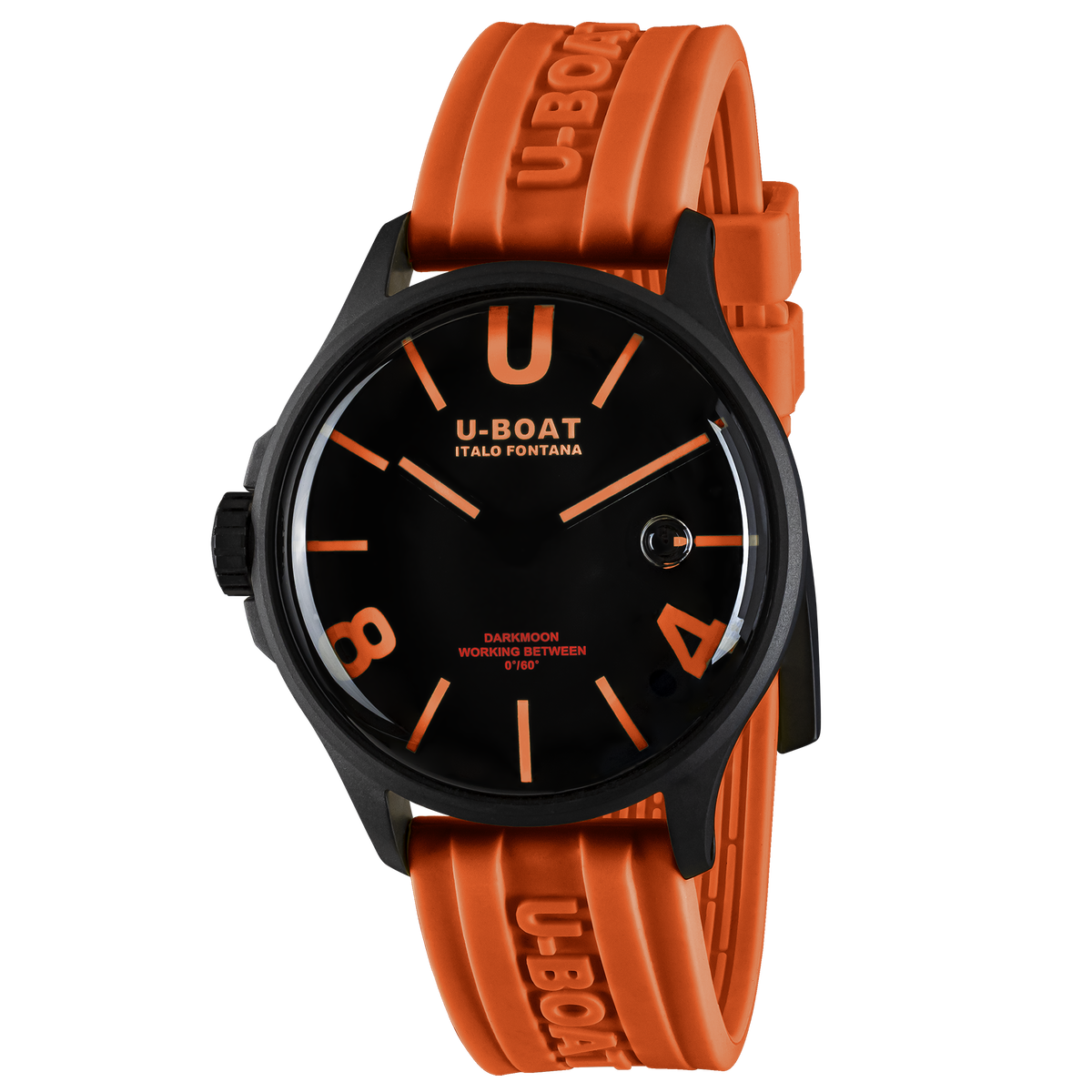 U-Boat Darkmoon 44mm Orange Black PVD Rubber Strap Watch