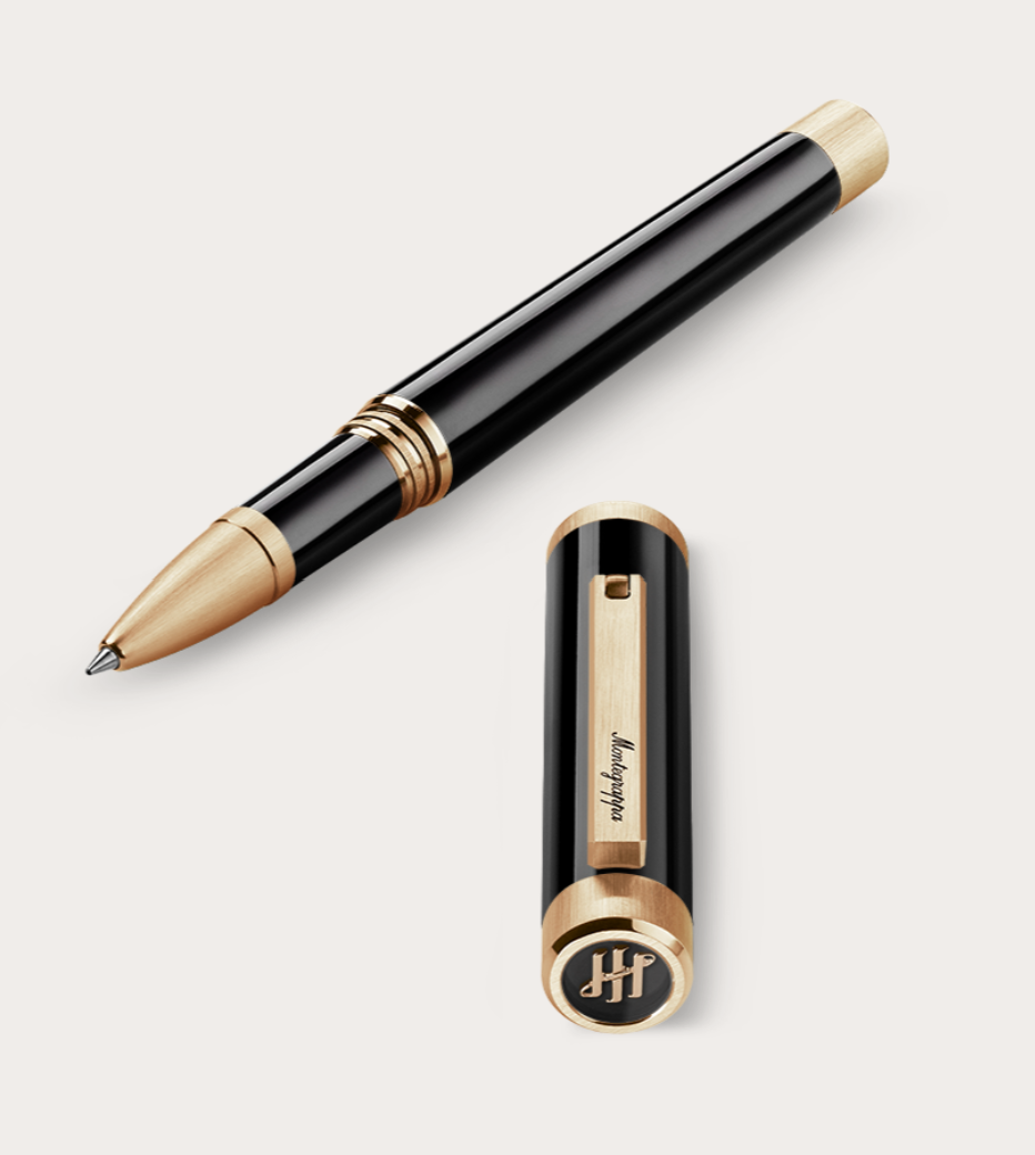 Montegrappa Zero Rollerball Pen Black Resin IP Yellow Gold