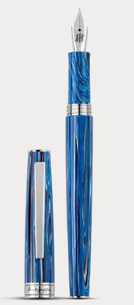 Montegrappa Armonia Fountain Pen Medium Adriatic Sea Blue Stainless Steel