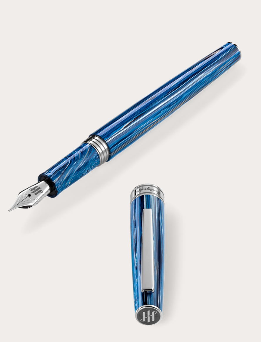 Montegrappa Armonia Fountain Pen Medium Adriatic Sea Blue Stainless Steel