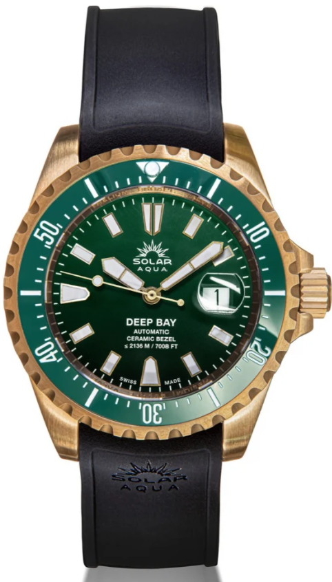Solar Aqua Deep Bay Watch Kit Silicon Band Bronze Case Green-Black Dial Watch