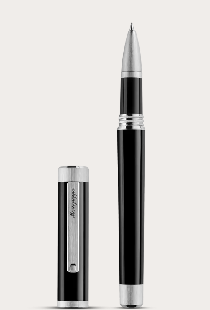 Montegrappa Zero Rollerball Pen Black Resin IP Palladium